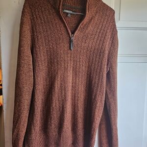 Men's Rust Zip-Up Sweater